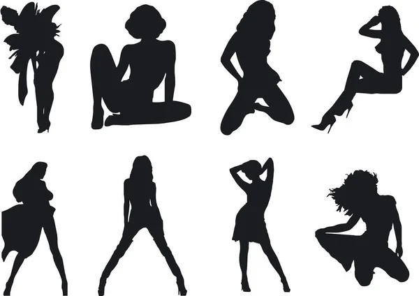 Illustration Sexy Woman Silhouettes — Stock Vector