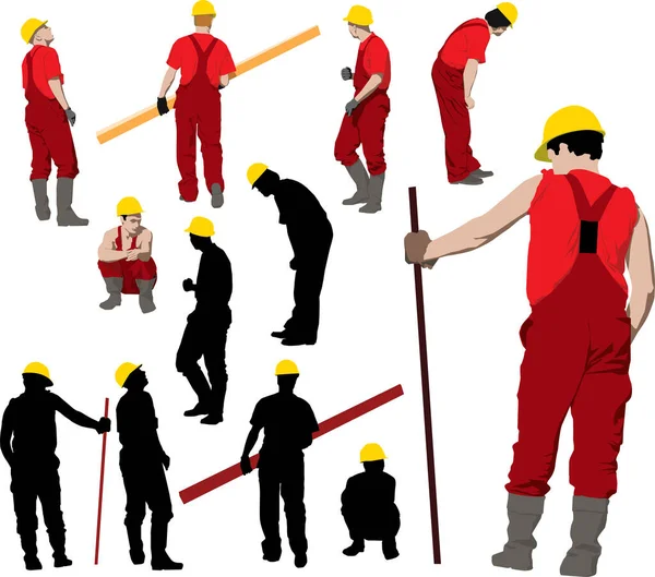 Equipe Trabalhadores Construção — Vetor de Stock