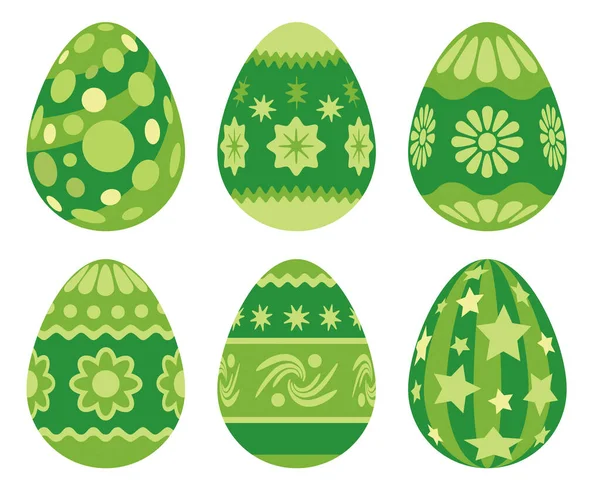 Wielkanoc Malowane Jaja Kolekcja Zielonym Kolorze — Wektor stockowy