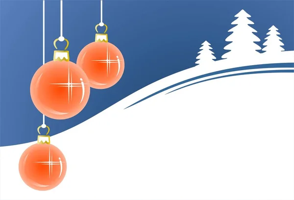 三个粉色华丽的圣诞球和毛皮树的轮廓在深蓝色的背景 数字说明 — 图库矢量图片