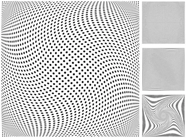 Set Four Vector Dot Grids Ifferent Warp Patterns — Stock Vector