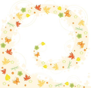 Sarı yapraklı ve kelebekli vignette