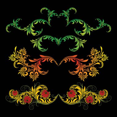 Rus halk sanatının tarzında bir vektör süsü.