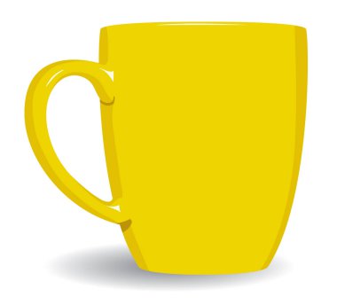 Yellow mug on white background. Vector illustration. clipart