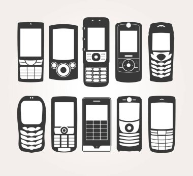 Çeşitli cep telefonları. resim - vektör illüstrasyonu