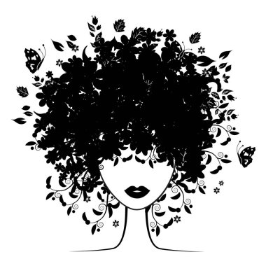 Çiçekli saç şekli - vektör illüstrasyonu