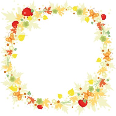 Sarı yapraklı ve kelebekli vignette