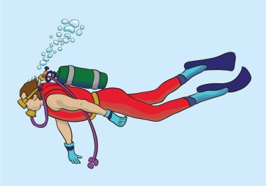 Bir scuba-diver resmi - vektör illüstrasyonu
