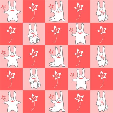 Pembe arka planda komik gri filler var..