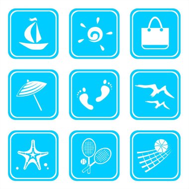 Mavi arka planda izole edilmiş dokuz dinlenme sembolü.