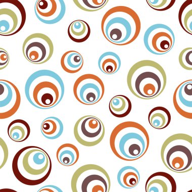 Beyaz üzerinde kusursuz retro-canlı daireler deseni