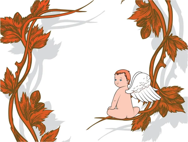 Vinobraní Ilustrace Pozadí Květinovým Andělem — Stockový vektor
