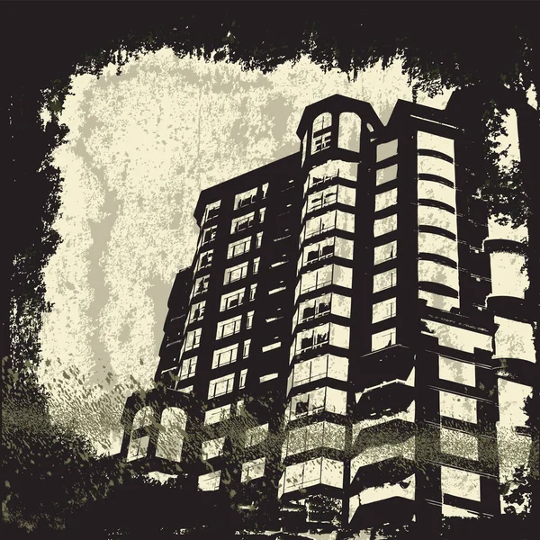 Silhouettes Bâtiments Style Grunge — Image vectorielle