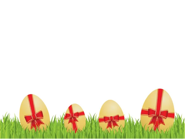 Fiyonklu Kurdeleli Paskalya Yumurtaları Lütfen Daha Fazla Paskalya Çizimleri Için — Stok Vektör
