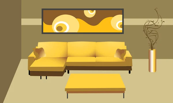 Illustration Eines Klassischen Zimmers — Stockvektor