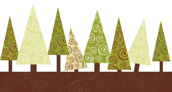 Kerst Pijnbomen Afbeelding Vector Illustratie — Stockvector