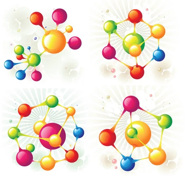 Molekuła Mieszany Set Wizerunek Wektor Ilustracja — Wektor stockowy