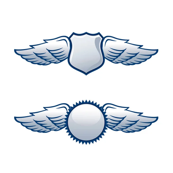 Escudos Con Alas Dos Formas Diferentes — Archivo Imágenes Vectoriales