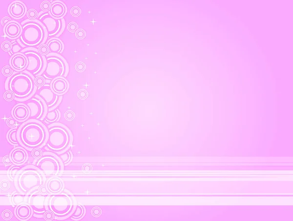Illustration Pastel Pink White Retro Circles Stars Lines — Stock Vector