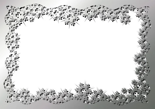 Sněhové Krystaly Stříbrný Rám Bílém Pozadí — Stockový vektor