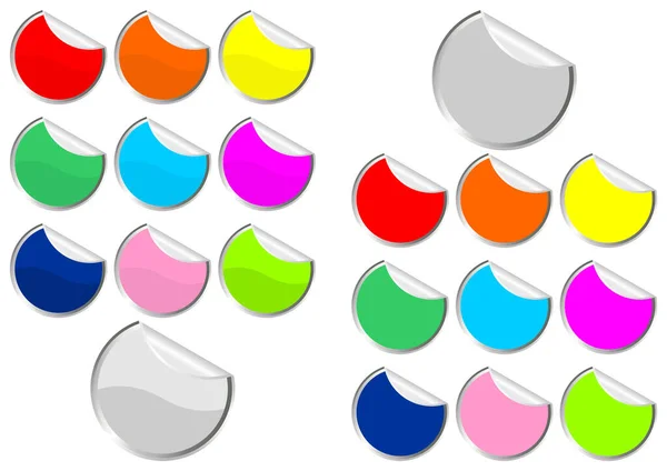 Farklı Renklerde Promosyon Etiketleri Beyaz Üzerine Kıvrım — Stok Vektör