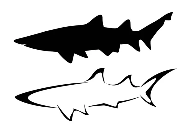 Conjunto Dos Tatuajes Tribales Tiburón — Archivo Imágenes Vectoriales