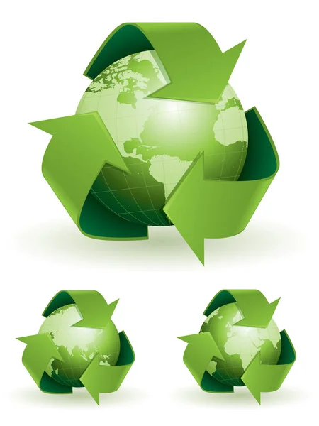 地球規模のリサイクルシンボル 簡単な編集のためにグループ化 リサイクルイラストの詳細はポートフォリオをご確認ください — ストックベクタ