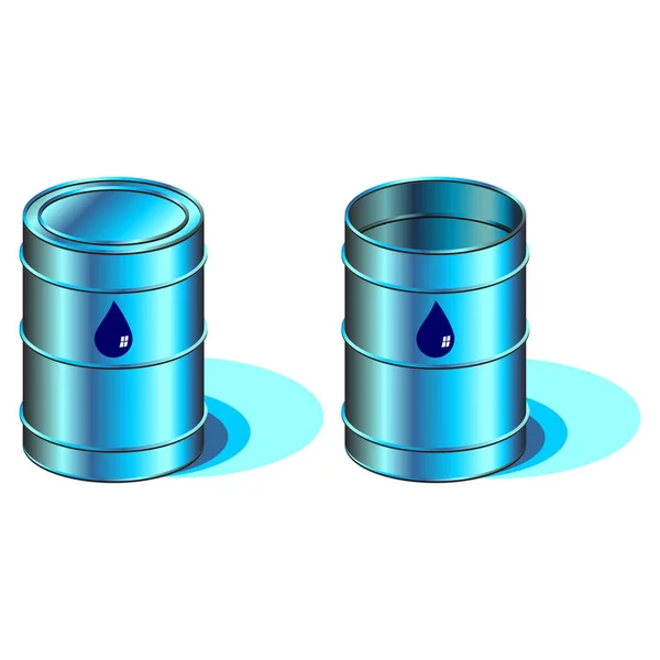 Open Closed Barrels Water Drop Symbol — Stock Vector