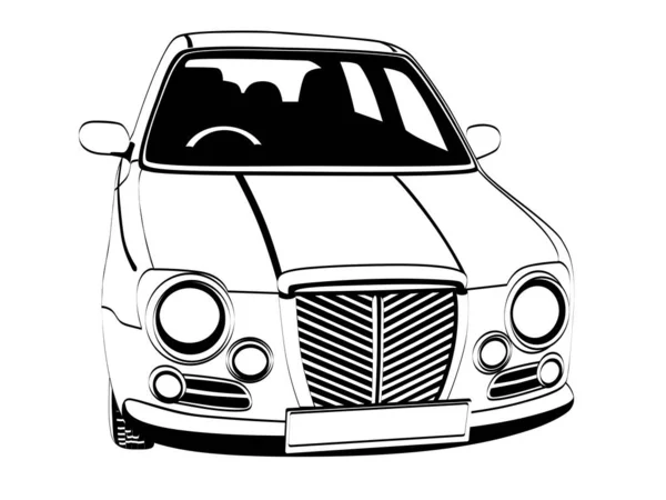 Векторное Черно Белое Изображение Английского Автомобиля Белом Фоне — стоковый вектор