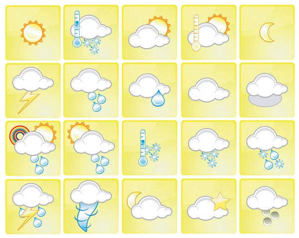 Conjunto Diferentes Iconos Meteorológicos — Archivo Imágenes Vectoriales
