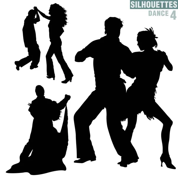 Silhouettes Dance Illustration Vectorielle Détaillée — Image vectorielle