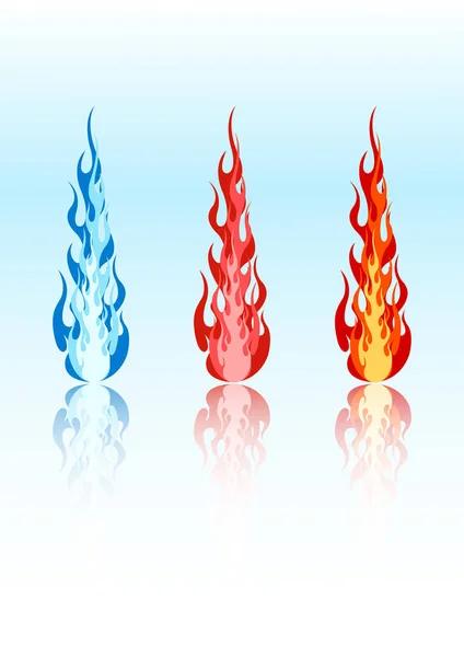 Zestaw Wektorowych Kolorowych Płomieni — Wektor stockowy