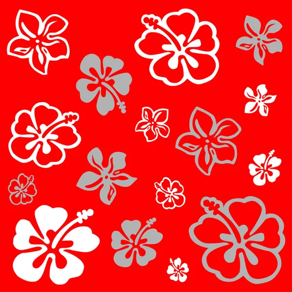 Kwadratowy Wzór Kwiat Kolorowy Kolorze Białym Czerwonym — Wektor stockowy
