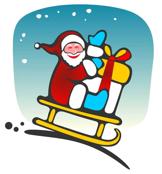 Happy Santa Claus Een Blauwe Achtergrond Kerstmis Illustratie — Stockvector