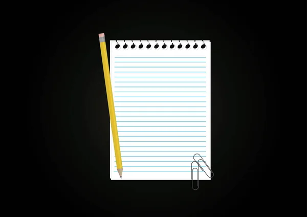 Cuaderno Con Lápiz Diferentes Pestañas Clips — Vector de stock