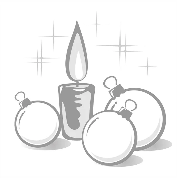 Стилизованные Рождественские Свечи Шары Белом Фоне — стоковый вектор