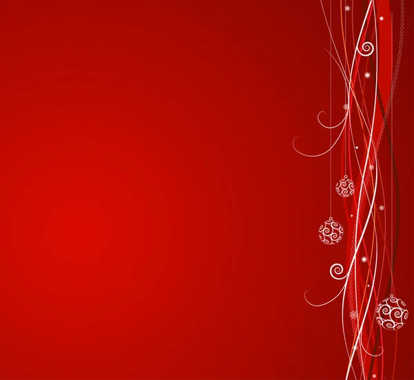Κόκκινο Φόντο Χριστούγεννα Σύνθεση Καμπύλες Γραμμές Και Νιφάδες Χιονιού Μεγάλη — Διανυσματικό Αρχείο