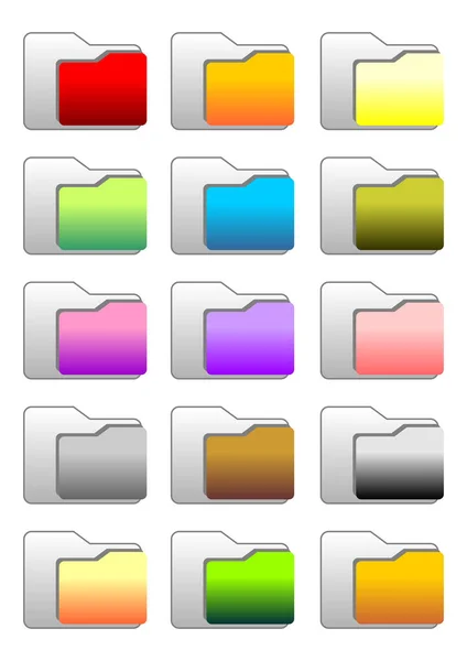 Σύνολο Εικονιδίων Φακέλου Ιστού Διαφορετικά Χρώματα — Διανυσματικό Αρχείο