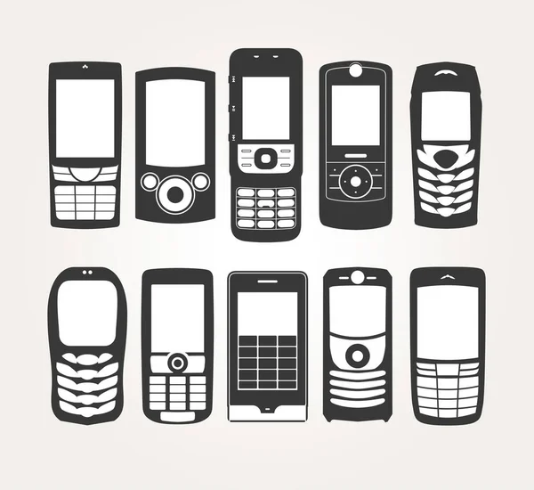 Différents Contours Téléphones Cellulaires Image Illustration Vectorielle — Image vectorielle