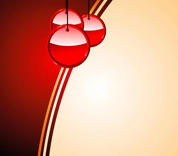 Carte Voeux Noël Avec Boules Rouges — Image vectorielle