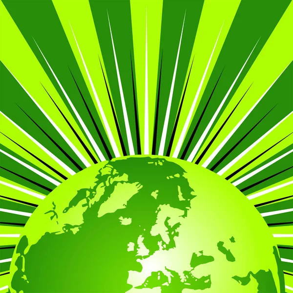 Terrestrial Globe Starry Green White Background — Stock Vector