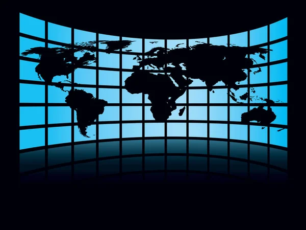 Världskarta Stor Display Mörk Bakgrund Konceptuell Business Illustration Baskartan Från — Stock vektor