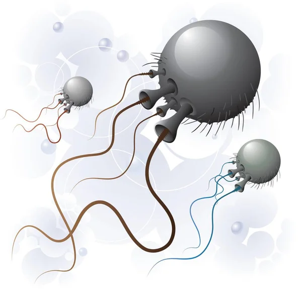 Black Microbe Image Vector Illustration — Stock Vector