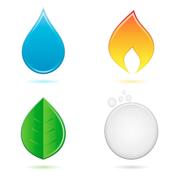 Four Elements Nature Water Fire Earth Air — Stock Vector