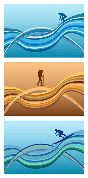 Tourism Sports Kinds Wave Pattern — Stock Vector