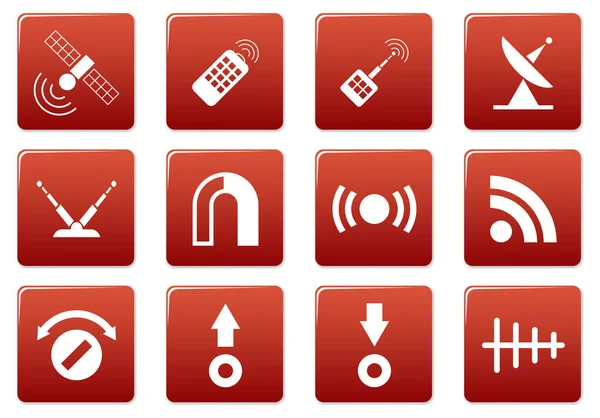 Set Icone Quadrate Gadget Tavolozza Rossa Bianca Illustrazione Vettoriale — Vettoriale Stock