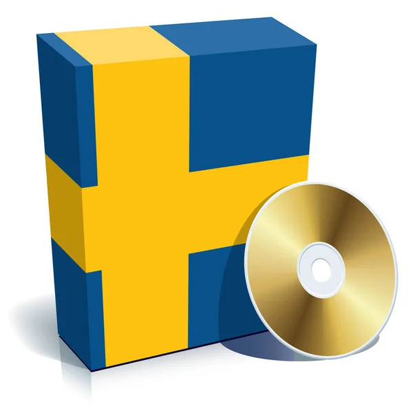 Σουηδικό Κουτί Λογισμικού Χρώματα Εθνική Σημαία Και — Διανυσματικό Αρχείο