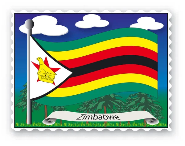 Печать Флагом Зимбабве Векторное Изображение Векторная Иллюстрация — стоковый вектор