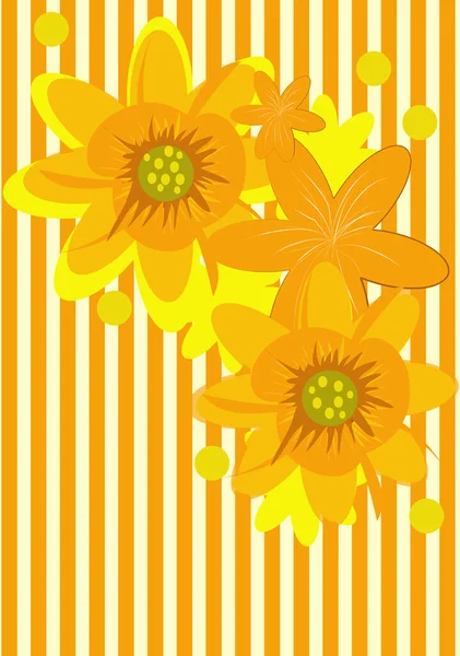 Orange Jaune Lignes Arrière Plan Avec Belles Fleurs Illustrées Sur — Image vectorielle