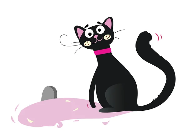 Zvláštní Černé Kotě Vektorová Ilustrace — Stockový vektor